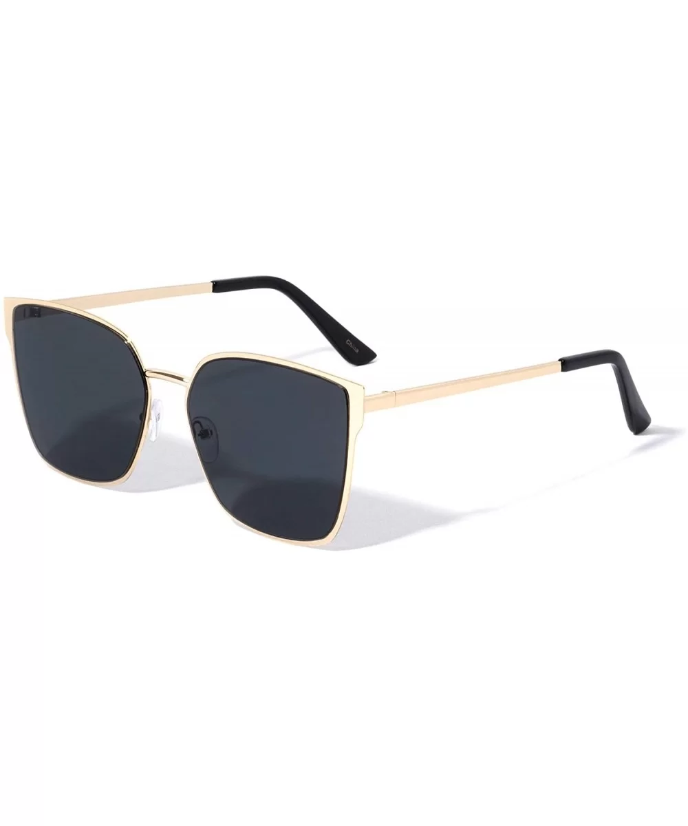 Manaus Flat Frame Geometric Fashion Sunglasses (Black) - CO1972D06T7 $20.45 Butterfly