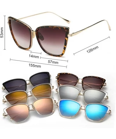 Cateye Sunglasses Women Vintage Metal Glasses Mirror Retro Lunette De Soleil Femme UV400 - Gold - CB197A2CNCM $28.21 Round