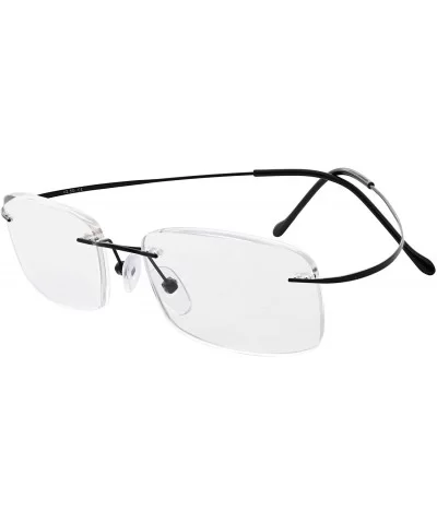 Titanium Rimless Eyeglasses Men Black - Lens Width 55mm-black - CJ18KA7ASE5 $26.45 Rimless