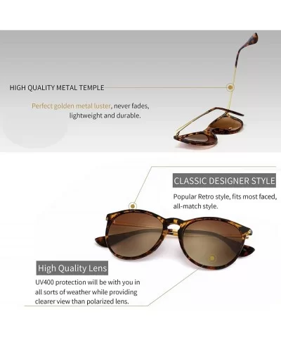 Vintage Round Sunglasses for Women Classic Retro Designer Style - Amber Frame(matte Finish)/Brown Gradient Lens - CN18R22S2TG...