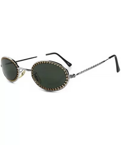 Vintage Old School 80s 90s Oval Sunglasses - Silver - CR18ECEZIIM $17.79 Oval