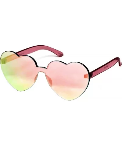 Love Candy Color Heart Shape Sunglasses For Women Rimless Frame Colorful Mirror Tinted Lens Glasses - CX180UYGS6C $13.67 Over...