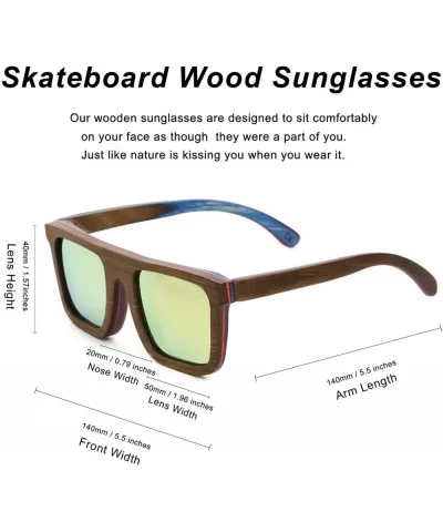 Mens Sunglasses Polarized Skateboard Wood Eyewear for Women UV Protection with Case - Coffee Frame/King Lens - CD18425Z4TU $3...