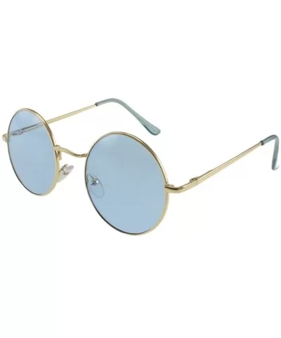 Presley - Round Metal Fashion Sunglasses with Microfiber Pouch - Gold / Blue - CT18D0T3G0D $16.99 Round