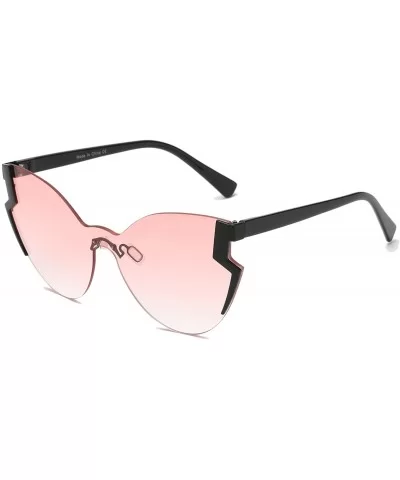 Women Modern Fashion Rimless Round Cat Eye Oversized Sunglasses - Pink - CV18WU826SD $30.99 Goggle