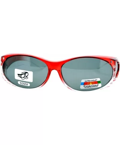 Ombre Oval Frame Black Lens Rhinestones Polarized Fit Over Sunglasses - Red - CY11YHJ8QG7 $16.33 Oval