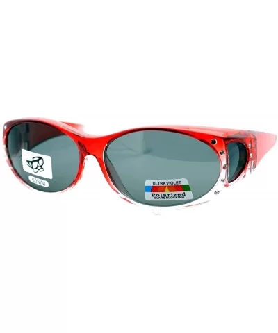 Ombre Oval Frame Black Lens Rhinestones Polarized Fit Over Sunglasses - Red - CY11YHJ8QG7 $16.33 Oval