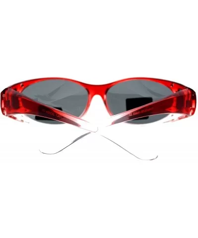 Ombre Oval Frame Black Lens Rhinestones Polarized Fit Over Sunglasses - Red - CY11YHJ8QG7 $16.33 Oval