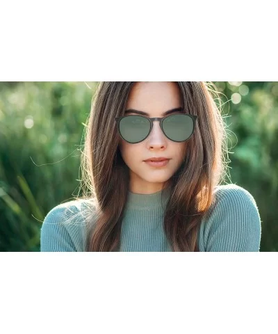 Vintage Round Polarized Sunglasses for Women Sun Glasses Style Ladies Shades with case and cloth - C918XT32K39 $9.71 Sport