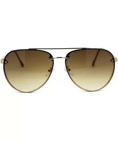 Luxury Rimless Double Bridge Designer Racer Pilots Sunglasses - Gold Brown - CC18WTITTOI $20.22 Rimless