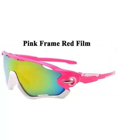 2 Pack Polarized Sport Sunglasses UV Safety Glasses for Driving Fishing Cycling and Running - Pink Frame Red Film - CJ197IM2C...