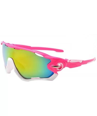 2 Pack Polarized Sport Sunglasses UV Safety Glasses for Driving Fishing Cycling and Running - Pink Frame Red Film - CJ197IM2C...