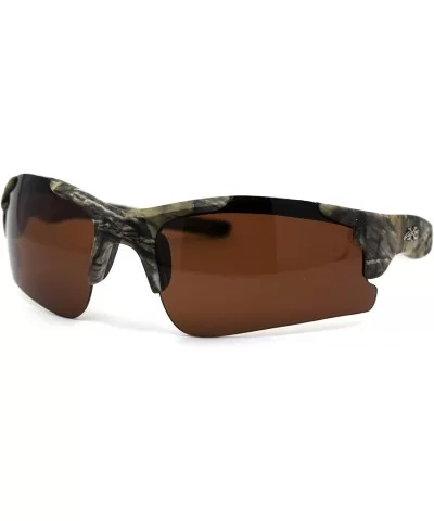 Mens Plastic 90s Hunters Camouflage Half Rim Sunglasses - Beige Brown - CT197DZU346 $18.25 Sport