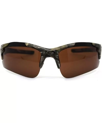 Mens Plastic 90s Hunters Camouflage Half Rim Sunglasses - Beige Brown - CT197DZU346 $18.25 Sport