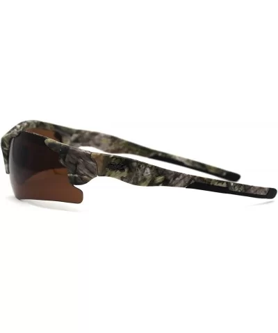 Mens Plastic 90s Hunters Camouflage Half Rim Sunglasses - Beige Brown - CT197DZU346 $18.25 Sport