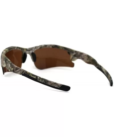 Mens Plastic 90s Hunters Camouflage Half Rim Sunglasses - Beige Brown - CT197DZU346 $18.25 Sport