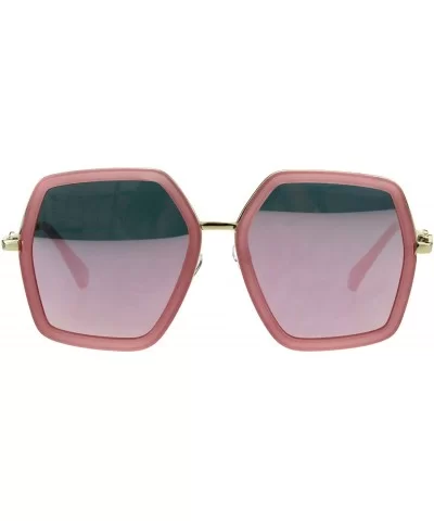 Womens Oversized Sunglasses Hexagon Shape Double Frame Shades UV 400 - Pink (Pink Mirror) - CL18RNHEWI8 $13.74 Oversized