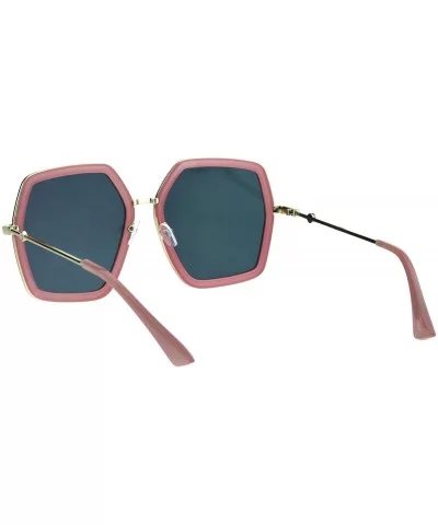 Womens Oversized Sunglasses Hexagon Shape Double Frame Shades UV 400 - Pink (Pink Mirror) - CL18RNHEWI8 $13.74 Oversized