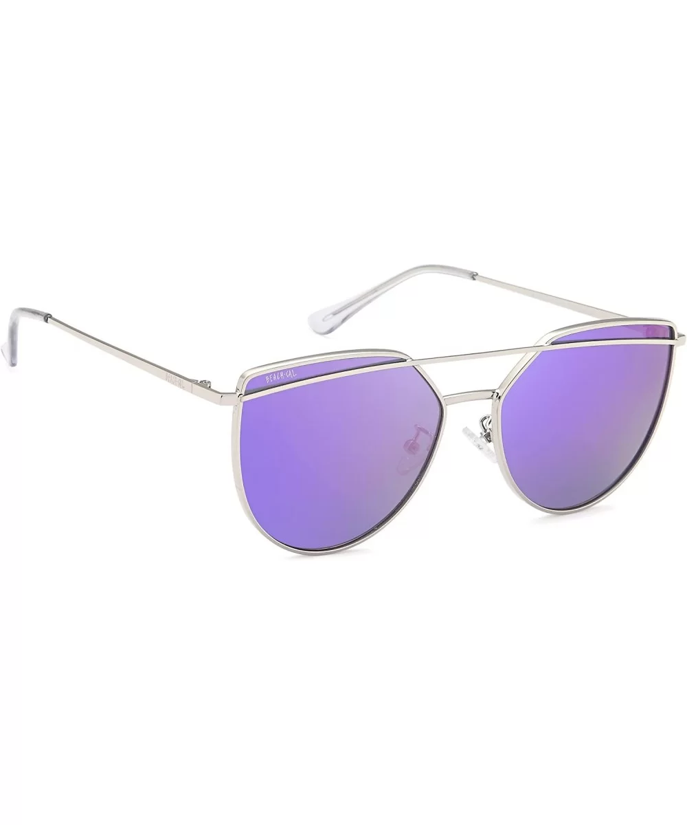 Women's Sunglasses - Polarized Lenses - Designer Aviator Fashion Frames - Silver - C918DZNDKG8 $88.04 Sport