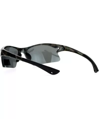 Mens Hunters Half Rim Camouflage Print Camo Sunglasses - Army Camo - C1125L3UE3Z $17.09 Sport