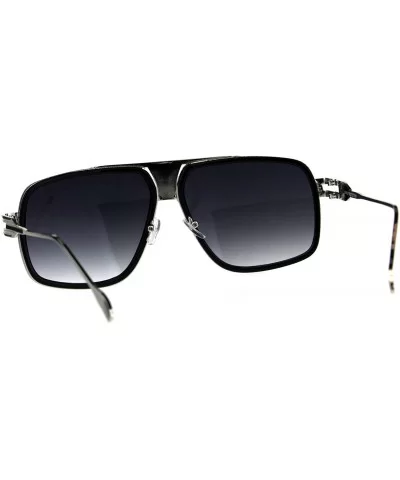 Mens Fashion Sunglasses Designer Style Square Flat Top Frame UV 400 - Black Silver (Smoke) - CV18CNDMQDM $16.85 Square