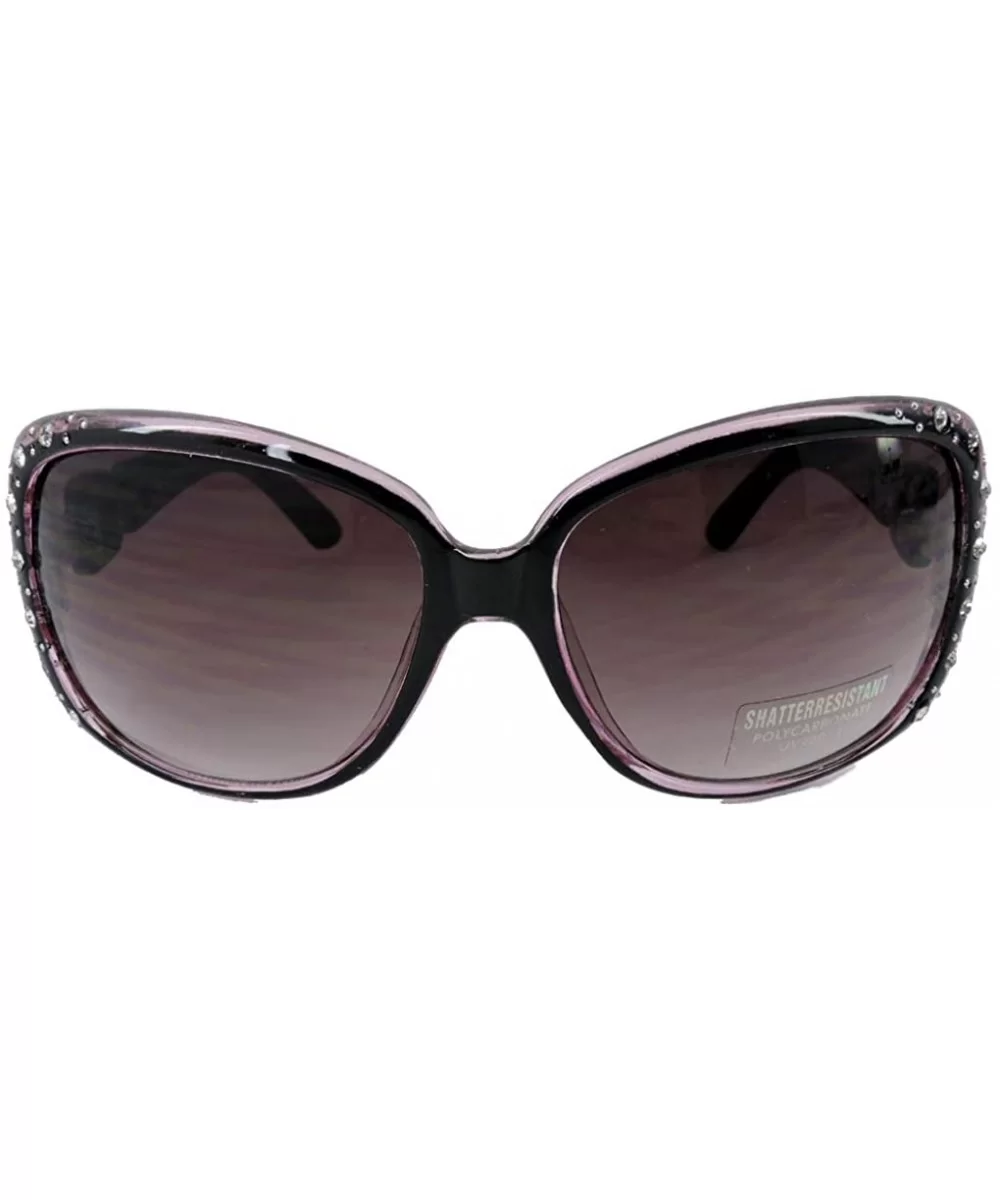 Vintage Thick Oversized Plastic Frame Womens Sunglasses UV 400 - Purple Pink W Crystals - CI18RNKMMG0 $17.60 Aviator