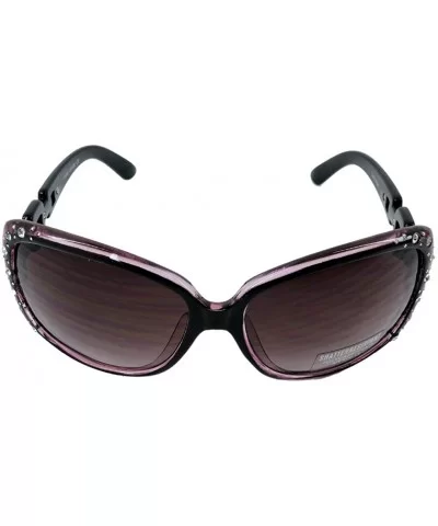 Vintage Thick Oversized Plastic Frame Womens Sunglasses UV 400 - Purple Pink W Crystals - CI18RNKMMG0 $17.60 Aviator