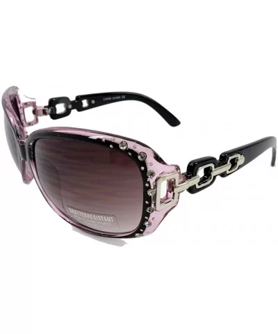 Vintage Thick Oversized Plastic Frame Womens Sunglasses UV 400 - Purple Pink W Crystals - CI18RNKMMG0 $17.60 Aviator