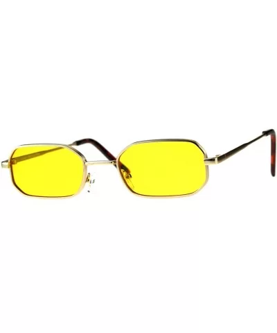 Mens Pop Color Lens Pimp Narrow Rectangular Metal Rim Sunglasses - Gold Yellow - CH18CIAHCL5 $17.26 Rectangular