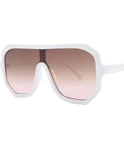 One Lens Oversized Square Sunglasses Men Women Fashion Shades C1 Black Black - C5 Tea Tea - C018YLZU4CG $13.88 Square