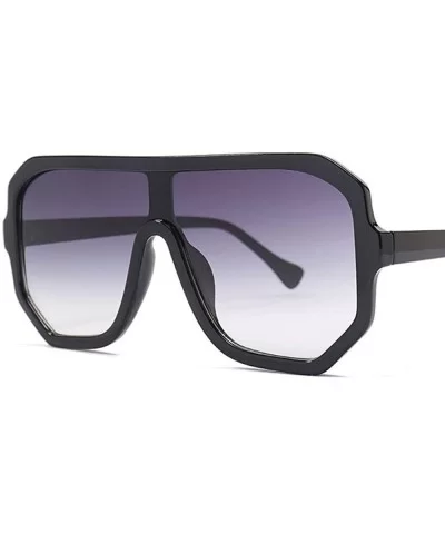 One Lens Oversized Square Sunglasses Men Women Fashion Shades C1 Black Black - C5 Tea Tea - C018YLZU4CG $13.88 Square