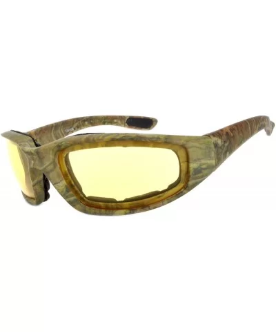 Motorcycle CAMO Padded Foam Sport Glasses Colored Lens One Pair - Camo1_yellow_lens_brown_frame - CR182L6ZCI2 $10.92 Sport