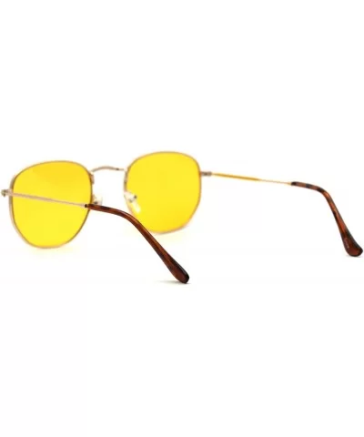 Mens Hippie Solid Color Lens Rectangular Dad Metal Rim Sunglasses - Gold Yellow - C418UIT2TTS $16.34 Rectangular