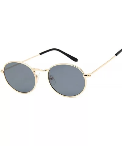 Retro Round Pink Sunglasses Women Brand Designer Sun Glasses Alloy Mirror Female Oculos De Sol Brown - Goldbrown - CW197Y7Y05...