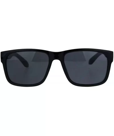 KUSH Sunglasses Black Square Rectangular Plastic Frame Unisex Shades - Black Blue - CK18IXZR2OI $13.86 Square