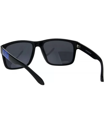 KUSH Sunglasses Black Square Rectangular Plastic Frame Unisex Shades - Black Blue - CK18IXZR2OI $13.86 Square