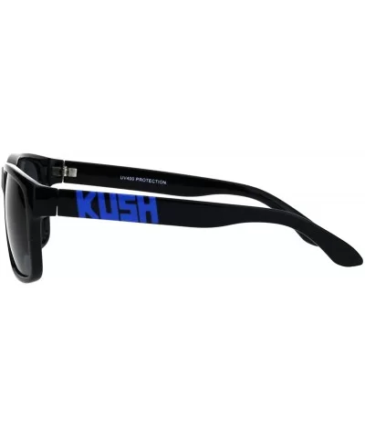 KUSH Sunglasses Black Square Rectangular Plastic Frame Unisex Shades - Black Blue - CK18IXZR2OI $13.86 Square