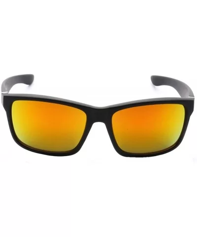 Sporty Retro Durable Full Frame Retro Horn Rimmed Sunglasses UV400 - Black Orange Yellow - CO12KW9B9MN $11.42 Wayfarer