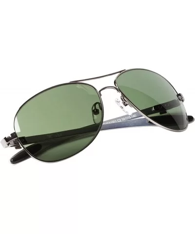 metal frame Sunglasses Men Aviator Sunglasses Womens Fashion driving sunglasses 8usa - 8usa1001 C-2 Green Lenses - CK11ITHPAV...