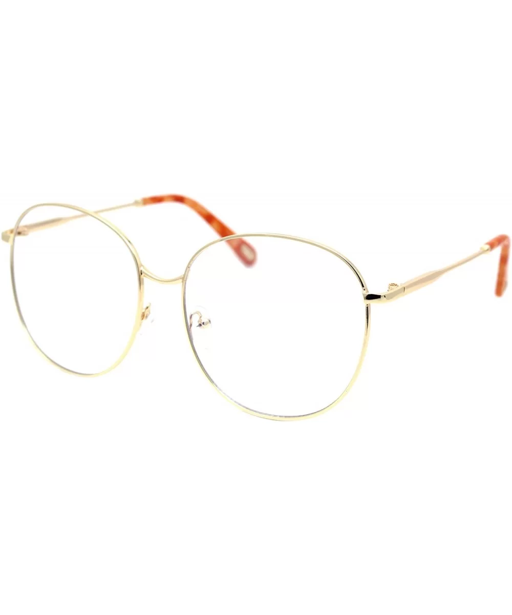 Womens Oversized Metal Frame Glasses Lightly Tinted & Mirrored Lens UV 400 - Gold Orange Tortoise - C5195OEH242 $19.37 Oversized