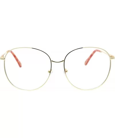 Womens Oversized Metal Frame Glasses Lightly Tinted & Mirrored Lens UV 400 - Gold Orange Tortoise - C5195OEH242 $19.37 Oversized