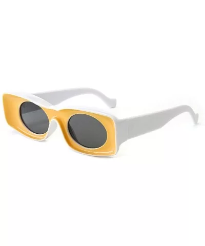 Fashion square Small Frame Men Glasses Brand Designer Retro Rectangular Ladies Sunglasses - Yellow - C518WC73DGZ $18.01 Square
