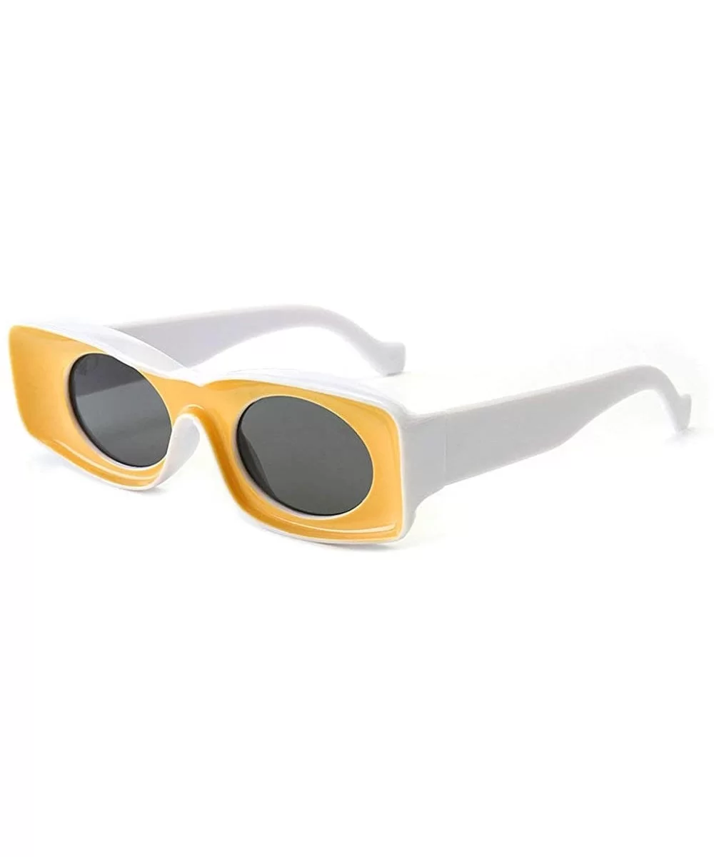 Fashion square Small Frame Men Glasses Brand Designer Retro Rectangular Ladies Sunglasses - Yellow - C518WC73DGZ $18.01 Square