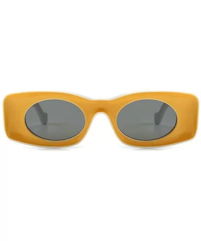 Fashion square Small Frame Men Glasses Brand Designer Retro Rectangular Ladies Sunglasses - Yellow - C518WC73DGZ $18.01 Square