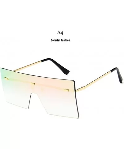 Unisex Fashion Oversized Square Rimless Sunglasses Women Designer Flat Top Sun Glasses Travel Gradient - A4 - C418Y40647C $33...