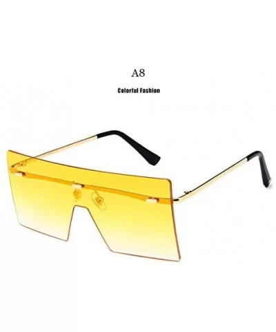 Unisex Fashion Oversized Square Rimless Sunglasses Women Designer Flat Top Sun Glasses Travel Gradient - A4 - C418Y40647C $33...