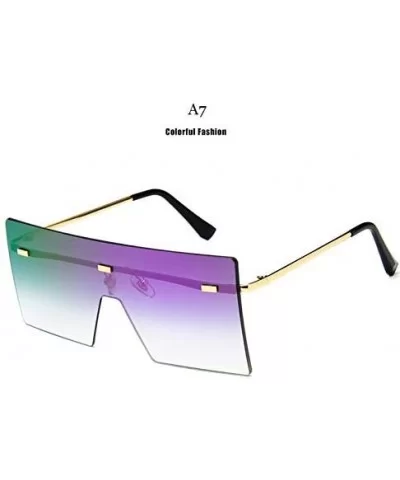 Unisex Fashion Oversized Square Rimless Sunglasses Women Designer Flat Top Sun Glasses Travel Gradient - A4 - C418Y40647C $33...