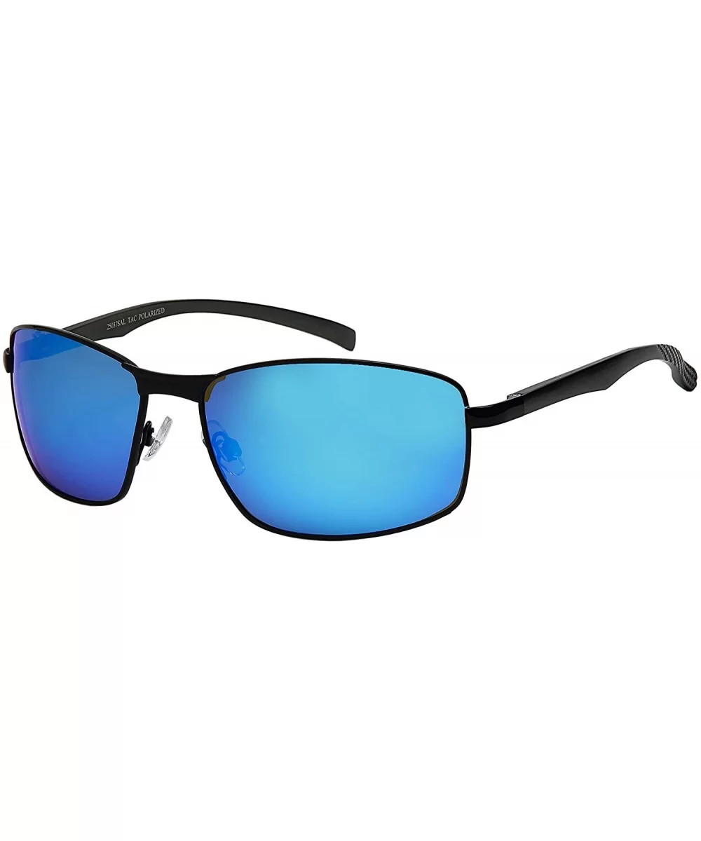 Rectangular Polarized Sunglasses Cycling Aluminum - Black Frame - Polarized Blue-white Mirrored Lens - CE192RQ5X02 $17.97 Rec...