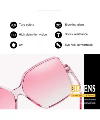 Vintage Gradient Sunglasses-Oversize Square Shade Glasses-Polarized-Unisex - D - C81905YOMH5 $51.05 Rimless