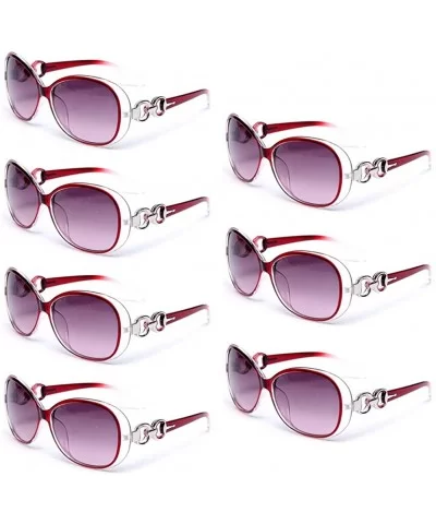 7 Packs Vintage Oversized Sunglasses for Women 100% UV Protection Large Eyewear - 7 Pack Red - CR196IN33RA $28.19 Round